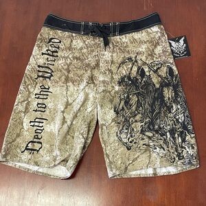 Apprime "Death To The Wicked" Swim Trunks Board Shorts sz Medium NWT